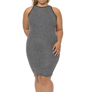 Stylish Smart Metallic Glitter Sleeveless Crewneck Bodycon Dress